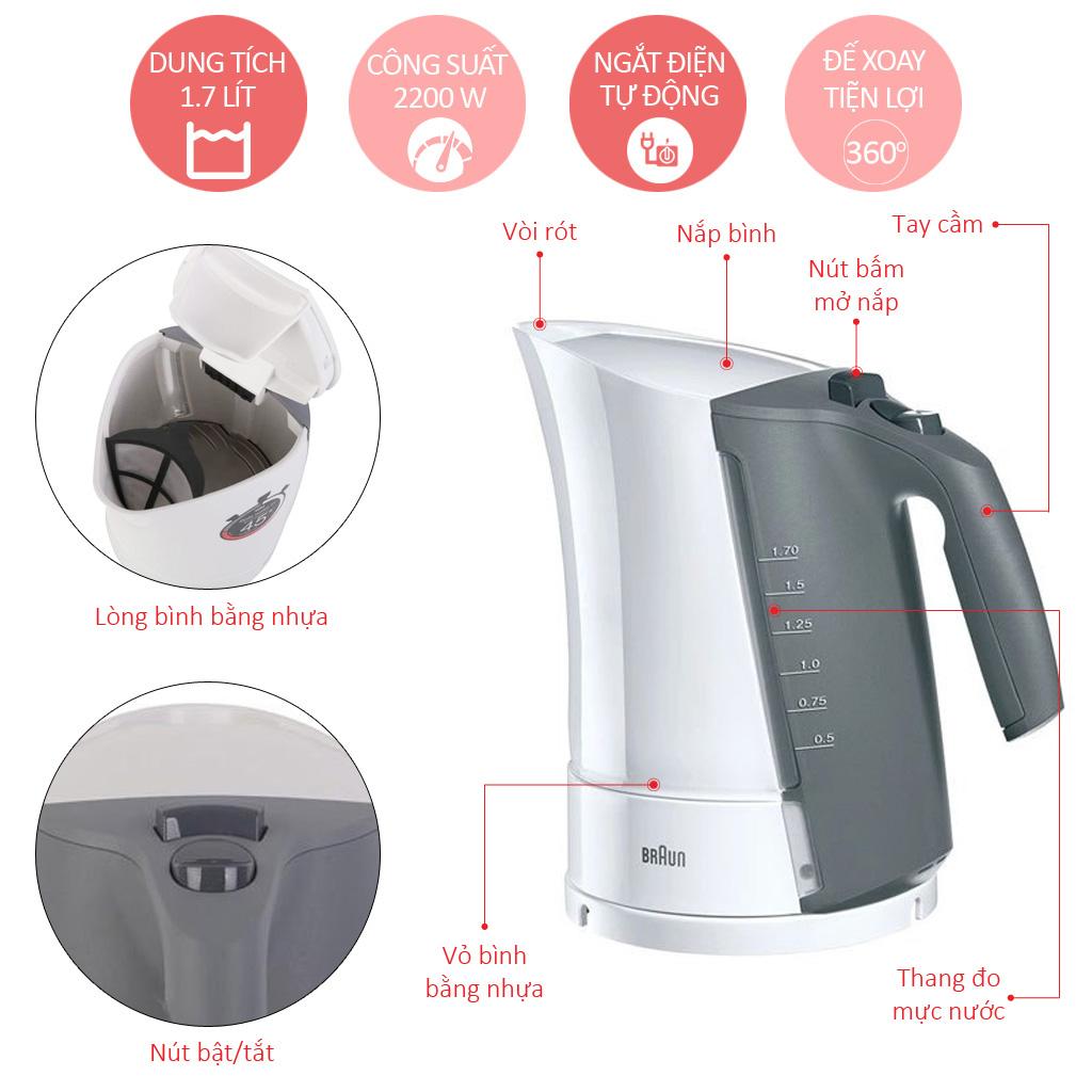 Ấm siêu tốc Braun WK 300 ONYX 1.7L (Trắng)