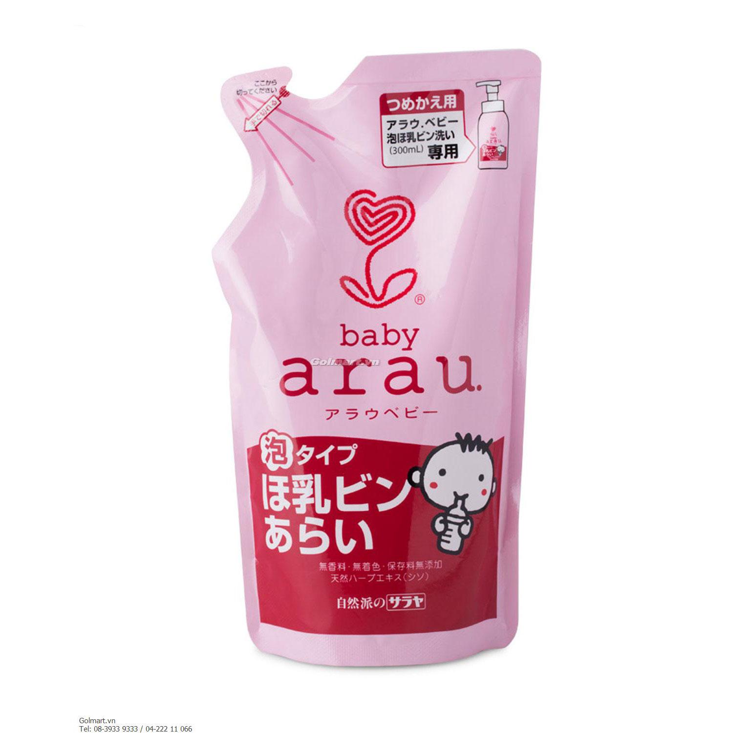 Nước rửa bình sữa Arau Baby Nhật dạng túi 450ml