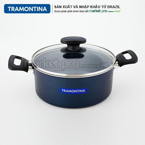 Tramontina - Bộ nồi nhôm 5 món chống dính nhập khẩu cao cấp màu xanh có hoạ tiết