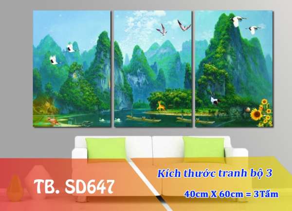 [Sale] Tranh treo Tường 3D Thác nước sơn thủy SD647-2- Tranh treo tường phòng khách [Gỗ MDF cao cấp, chống ẩm mốc R1,8m C0,9m] Timilo Decor