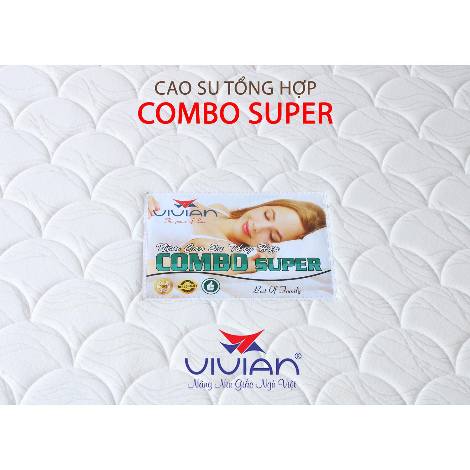 Nệm Cao Su Tổng Hợp Combo Super VIVIAN (1.0 x 2.0 m) Nền Trắng Họa Tiết Chần Ngẫu Nhiên