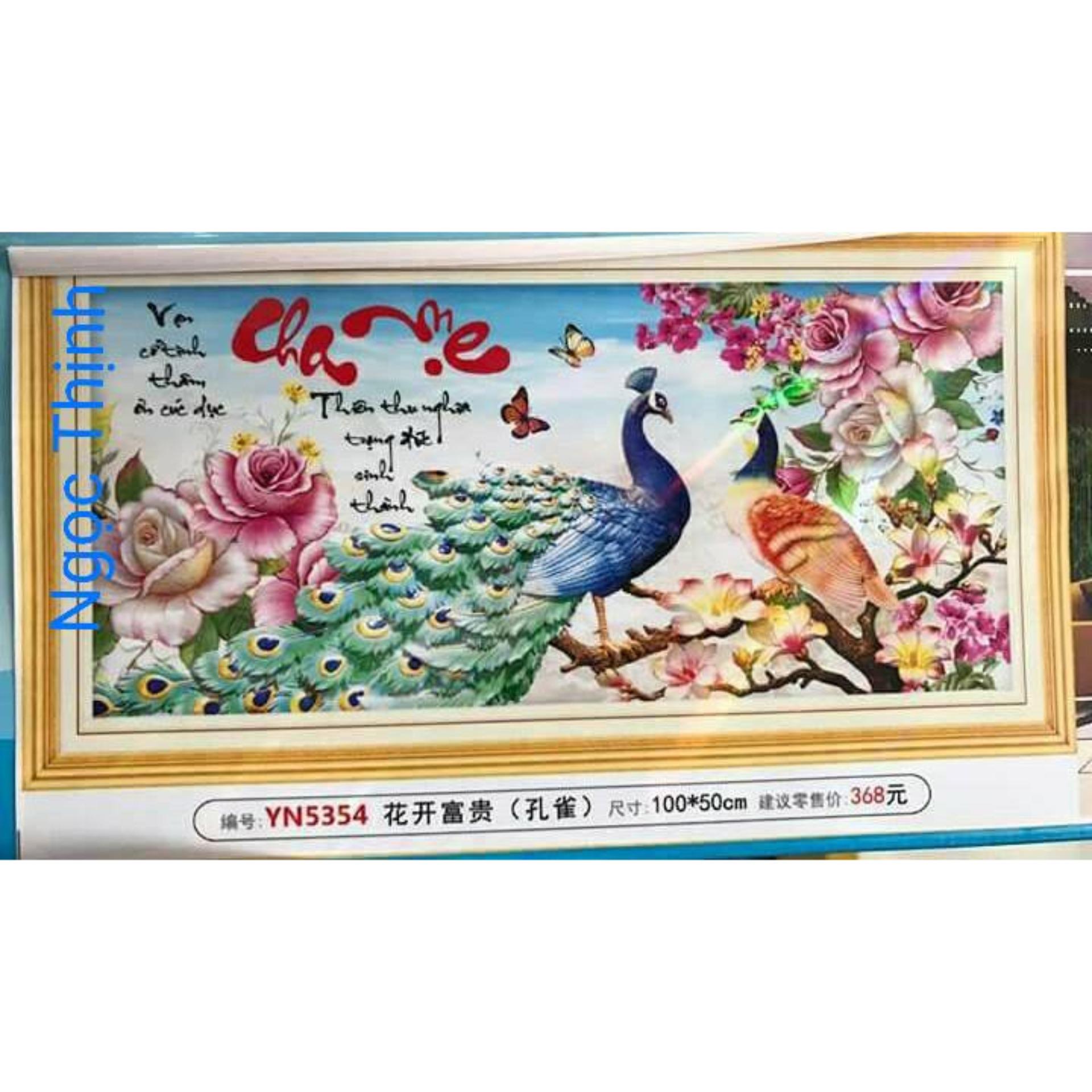 Tranh đính đá cha mẹ cao cấp- yn5354- 100x50 có hình thành phẩm cho khách kham khảo- ngocthinhshop