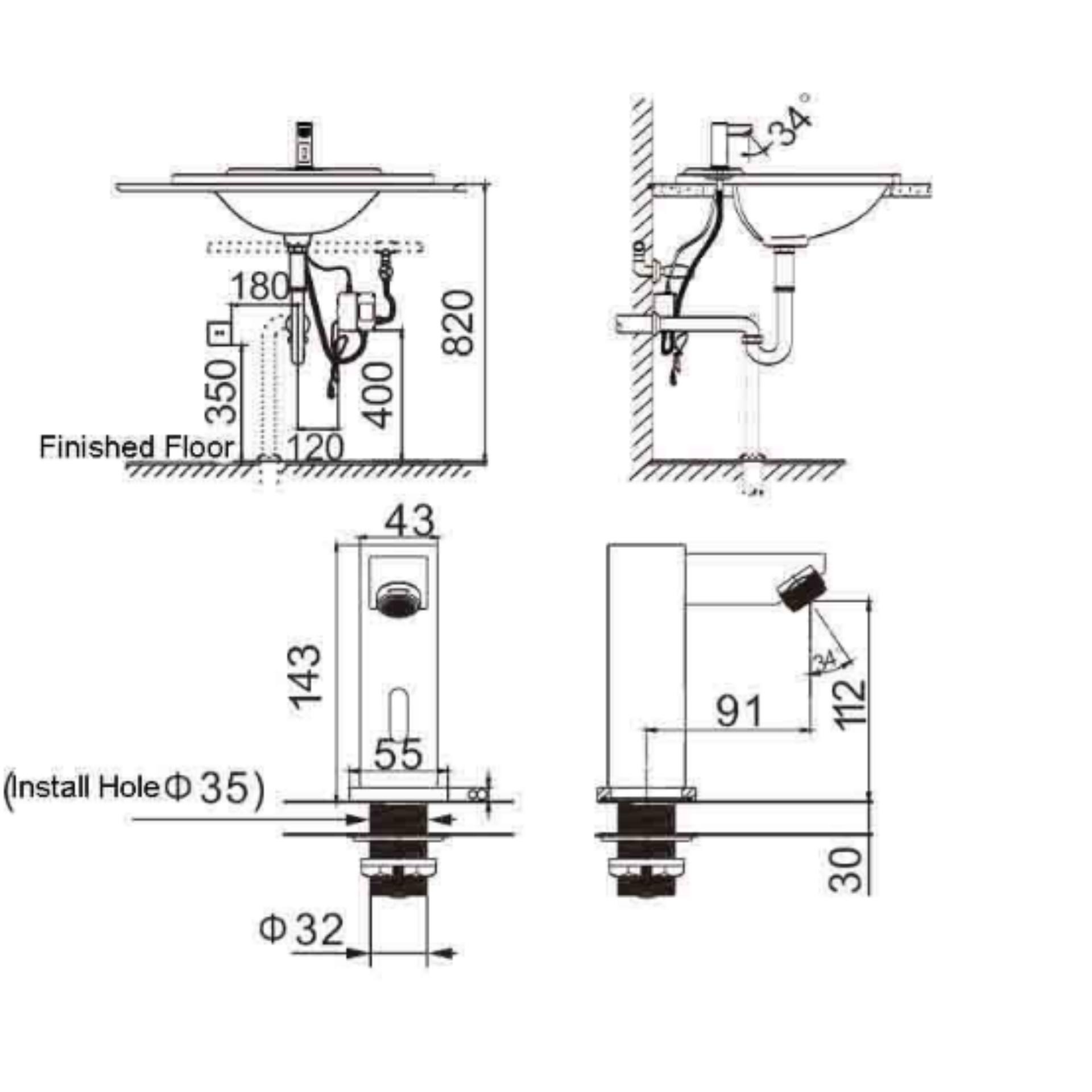 Vòi lavabo cảm ứng (lạnh) atmor model: at-2061 (ac/dc)