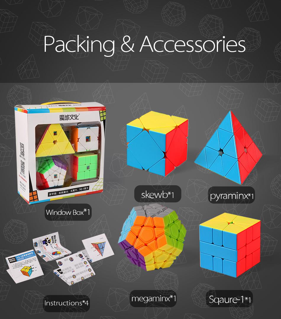 Combo 4 Rubik Biến thể Moyu Stickerless - Rubik Cao Cấp