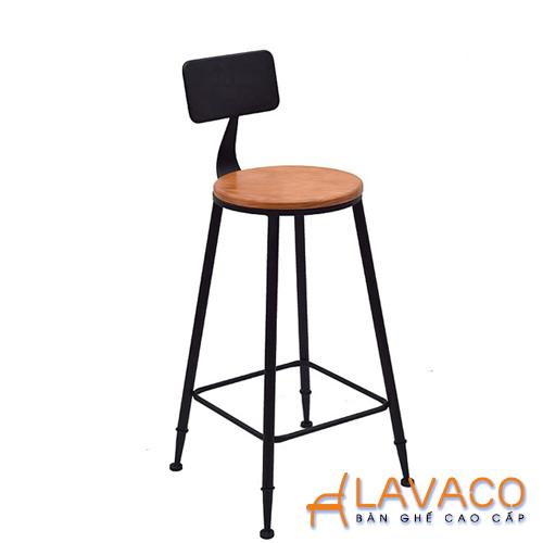Ghế bar chân sắt mặt gỗ ngoài trời giá rẻ Lavaco- Mã 438