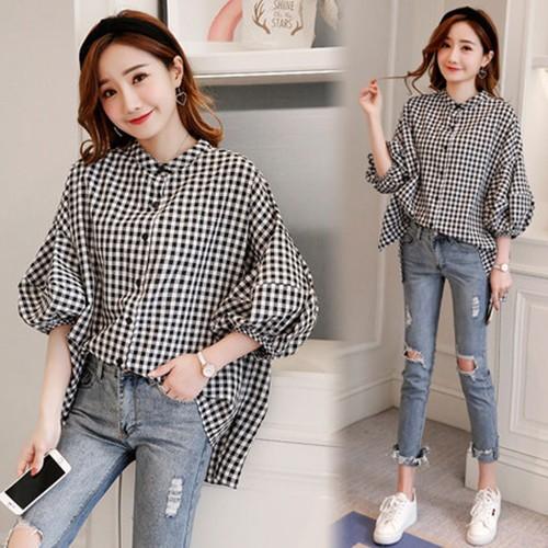 Áo sơ mi caro form rộng Phong Cách Hàn Quốc Cực Hot