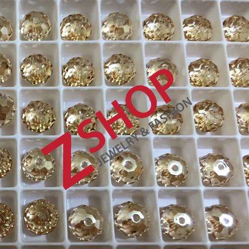 Gói 20 viên pha lê cao cấp lấp lánh hạt bánh cam 8 ly dùng làm vòng tay dây chuyền kết áo cưới