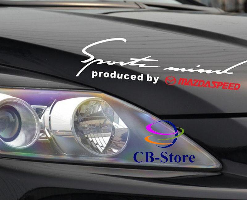 Tem dán Sport trang trí cho ô tô Mazda (Trắng đỏ)