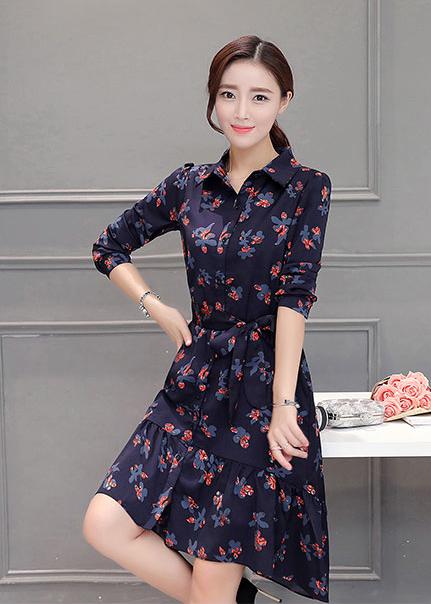 ĐẦM XÒE CỔ BẺ HỌA TIẾT BEYEU1688 - BY8075