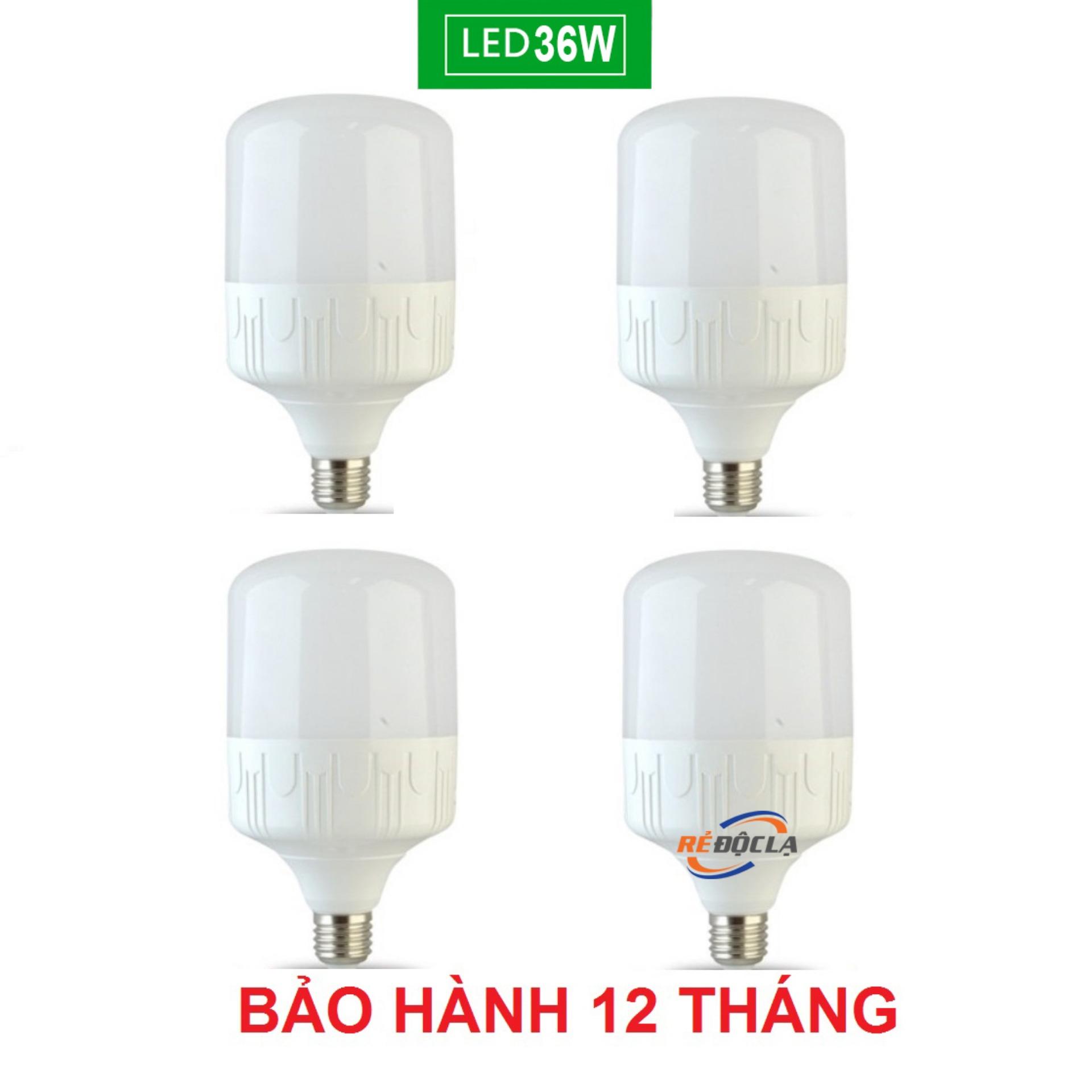 Bộ 4 Bóng đèn Led trụ 36W Trắng - Loại 1