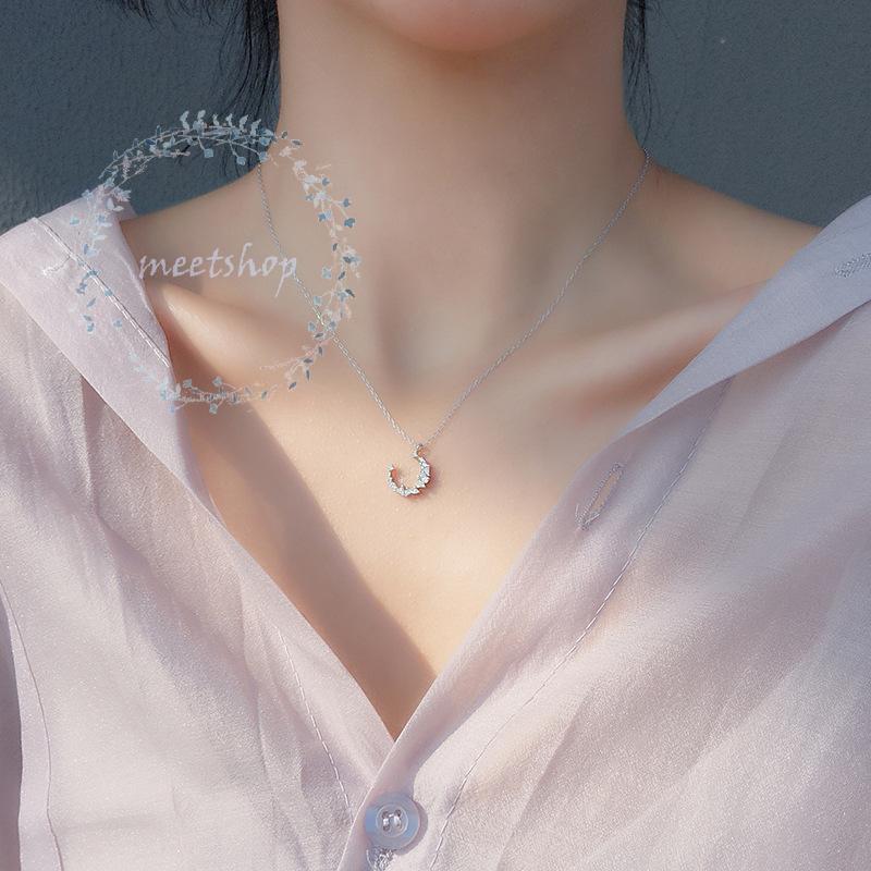 Dây chuyền bạc nữ mặt trăng đính đá zircon