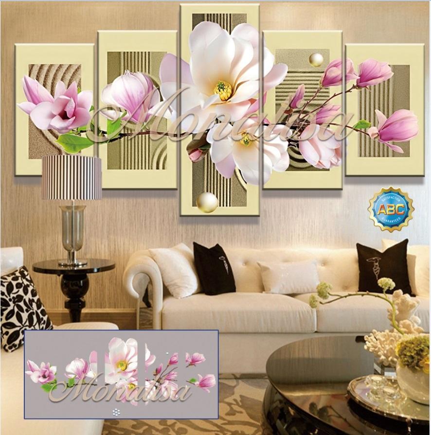 Tranh đính đá Hoa lan trắng 5 bức