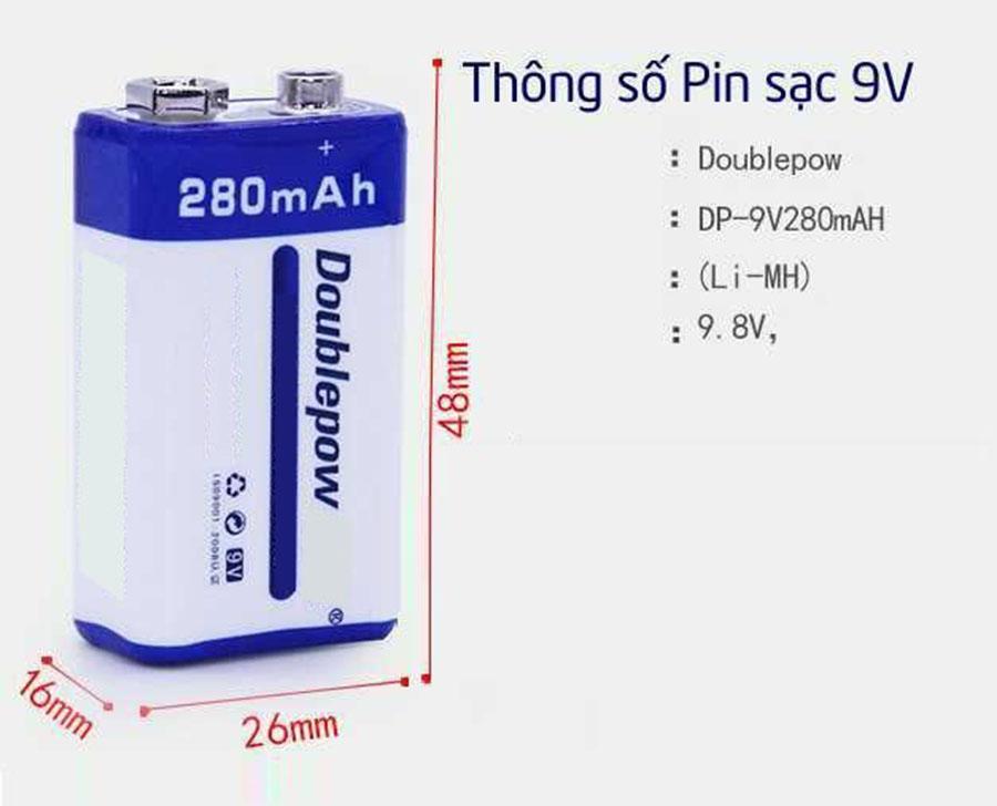 Pin sạc Doublepow 9V-280mAh dung lượng thật