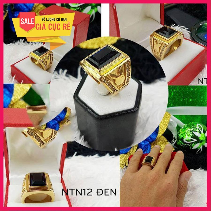 Nhẫn nam đính đá mặt đá đen cao cấp