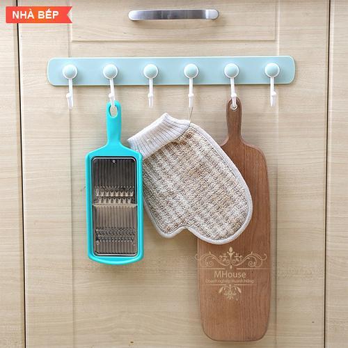 [HCM]Thanh treo 6 móc dán tường siêu chắc (nhiều màu)