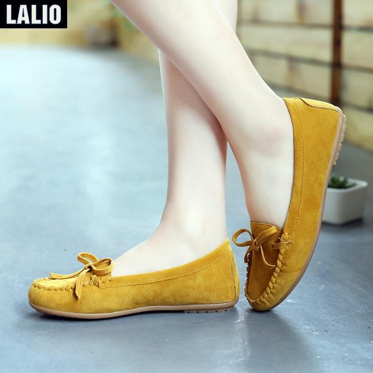 Giày Búp Bê Buộc Dây Lalio LA045 (Vàng)