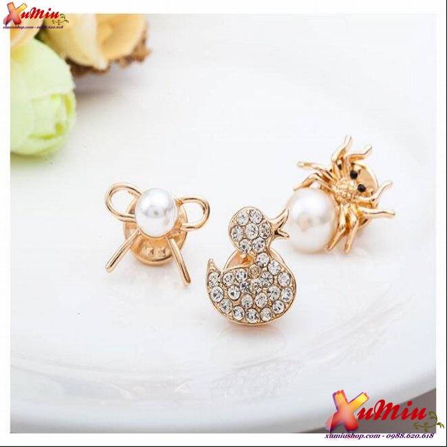 Cài áo hình Nơ gắn Ngọc trai XM12