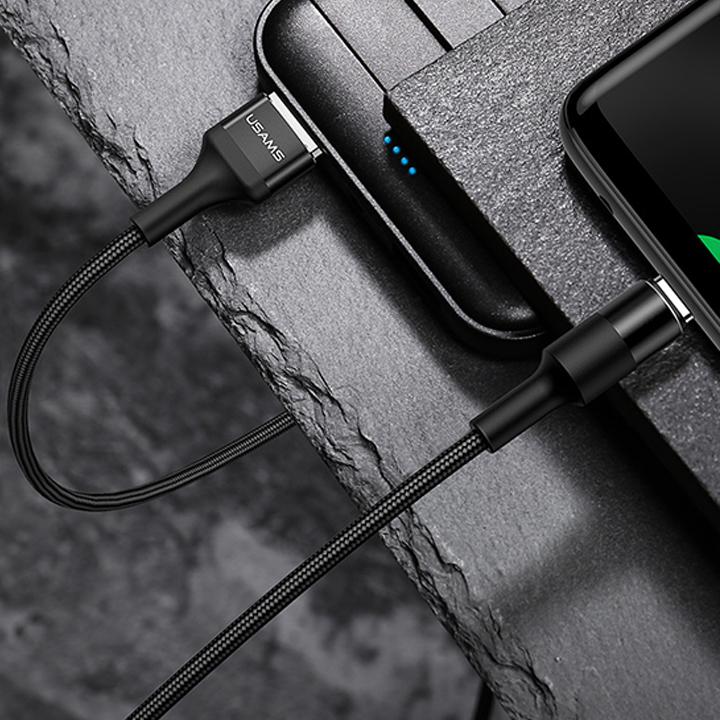Cáp sạc dù chống đứt dây chuẩn USB-C 1,2m USAMS U5 (Màu đen)