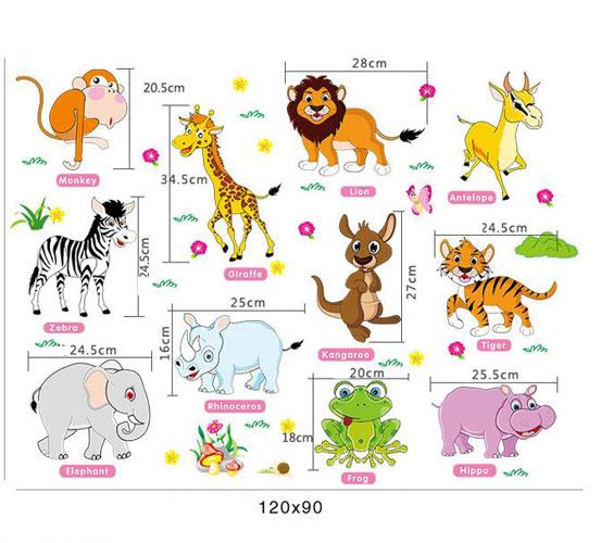 Decal dán tường từ tiếng anh về loài vật cho bé AM9215-kiddecals