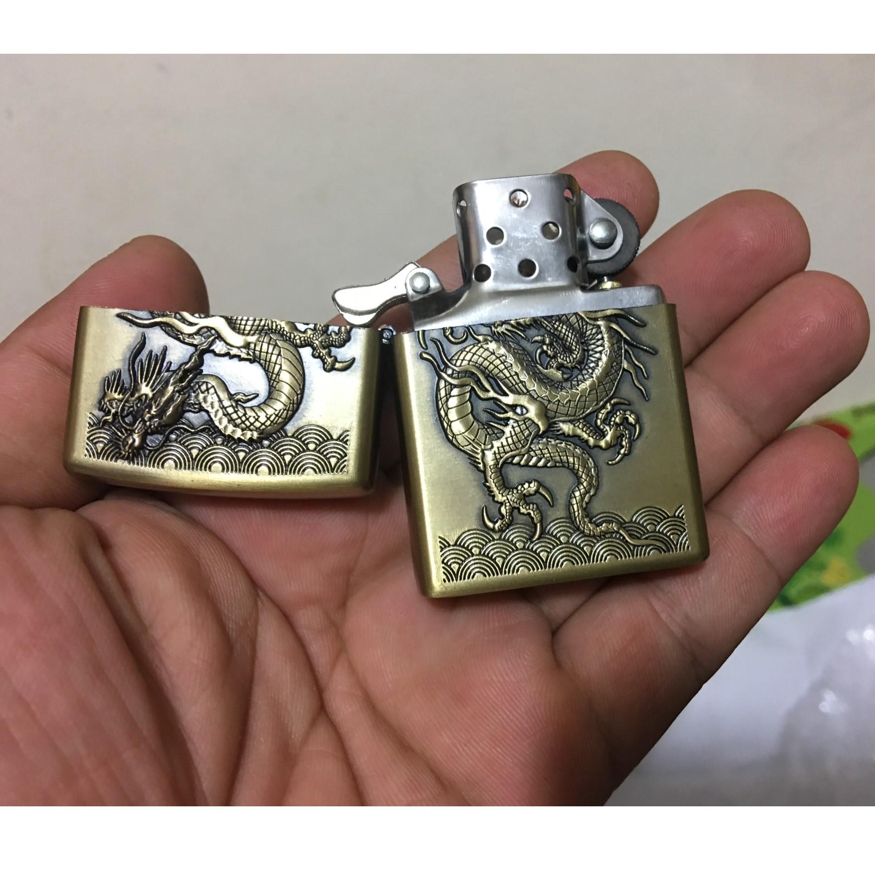 Bật lửa hình RỒNG phong cách ZIPPO - Dùng xăng, đá lửa