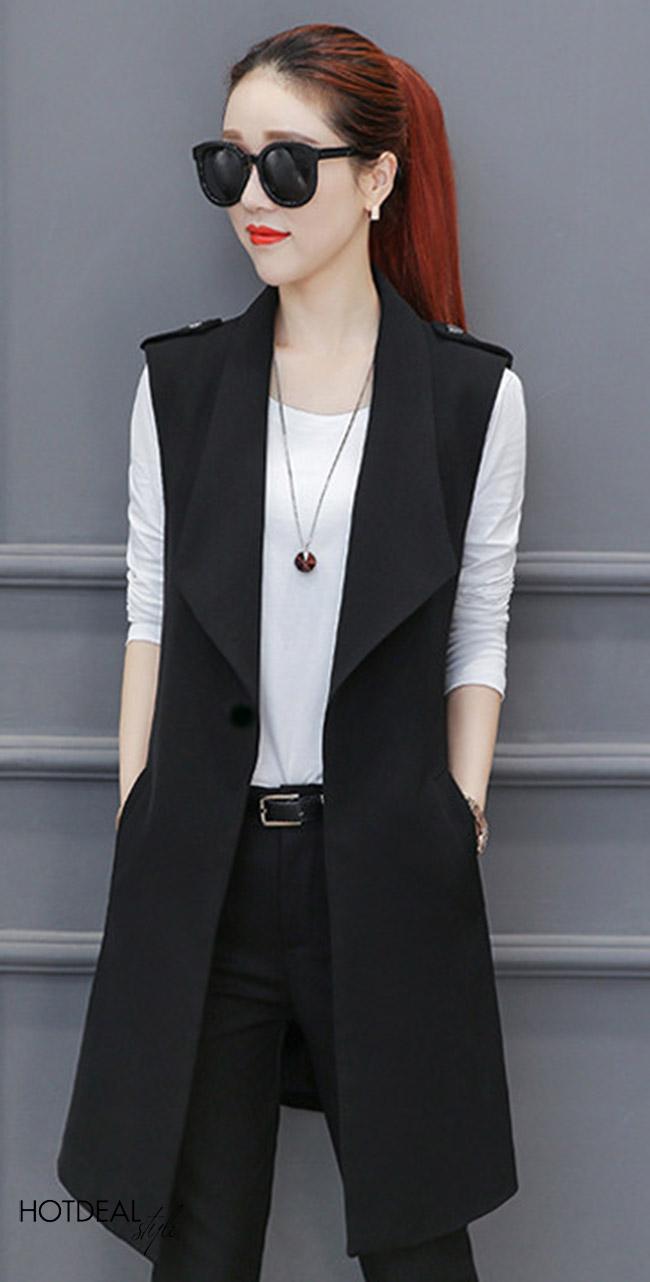 Áo vest form dài Phong Cách Hàn Quốc Cực Hot