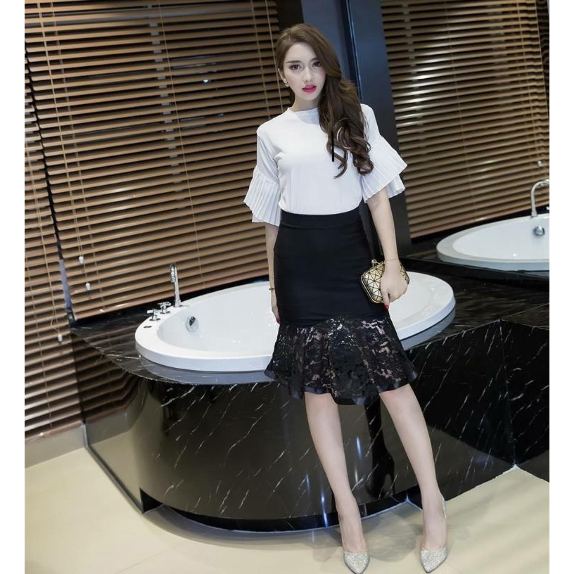 Váy bút chì phối đuôi cá ren