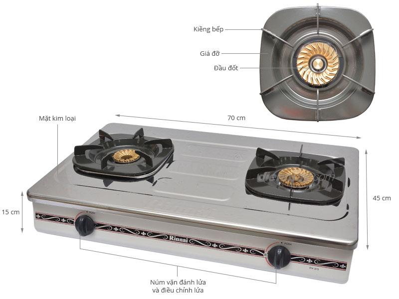 Bếp gas đôi Rinnai RV-375(SW)N (Bạc)