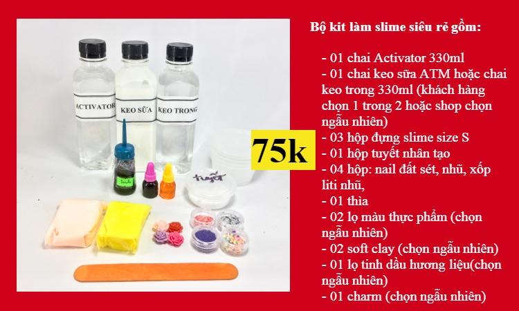 Bộ kit làm slime mây + combo phụ kiện trang trí (miễn phí ship toàn quốc)