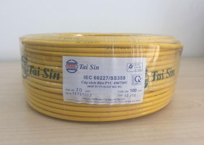 Dây điện Tai Sin Singapore CU/PVC 450/750V-1C x 10mm2