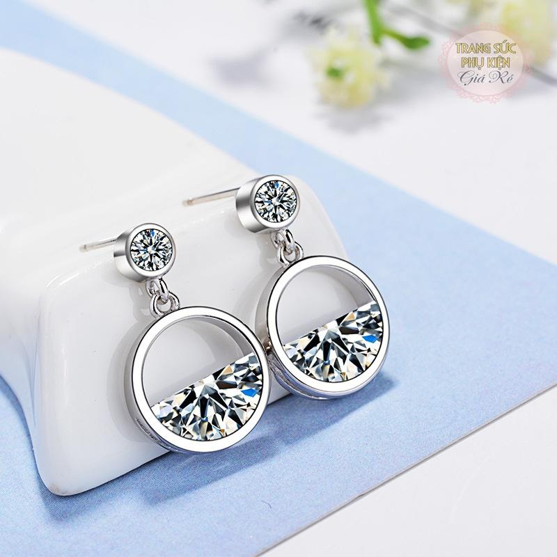 Bông tai thời trang vòng tròn đá HT160 đá sáng
