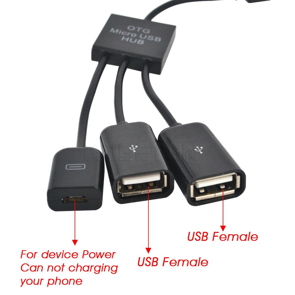 Dual Micro USB Host OTG Hub Adapter Cable For Samsung S4 S5 Tab Note 2 3 4 HTC