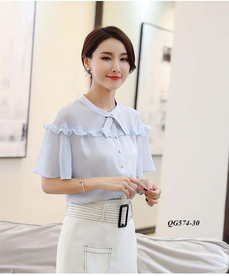 Áo sơ mi phối bèo nơ - size s-6xl
