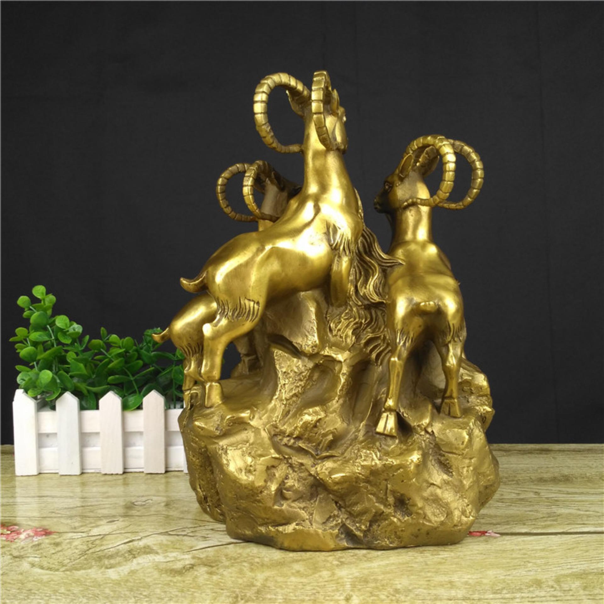 Tượng linh vật tam dương bằng đồng thau phong thủy Hồng Thắng