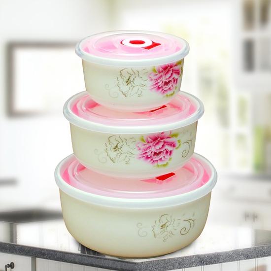 BỘ 3 BÁT SỨ CÓ NẮP HÚT CHÂN KHÔNG