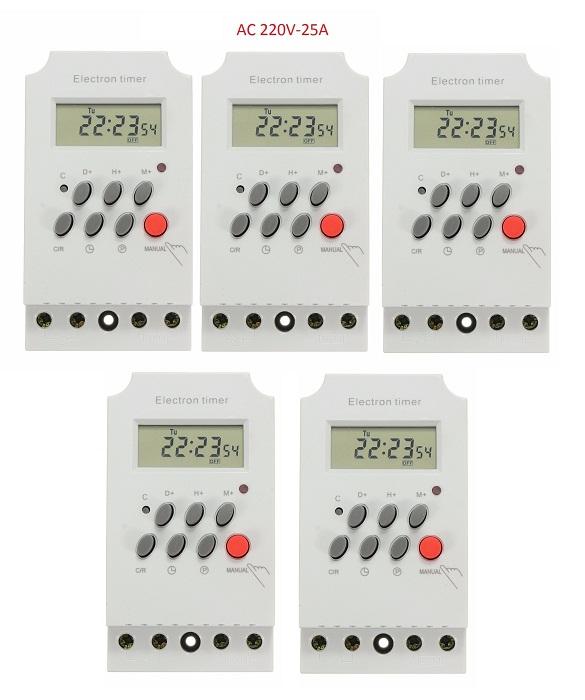 Combo 5 công tắc hẹn giờ tắt mở thiết bị điện tự động KG316T-II (25A/220V)