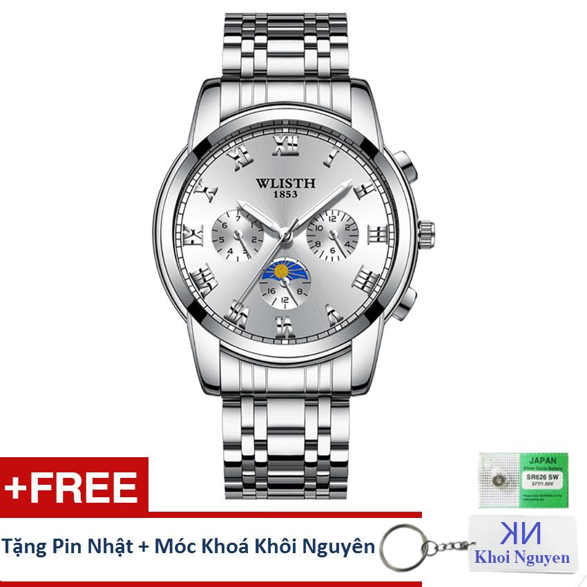 Đồng hồ nam dây thép không gỉ wlisth s5kcn09 + tặng pin nhật và móc khóa