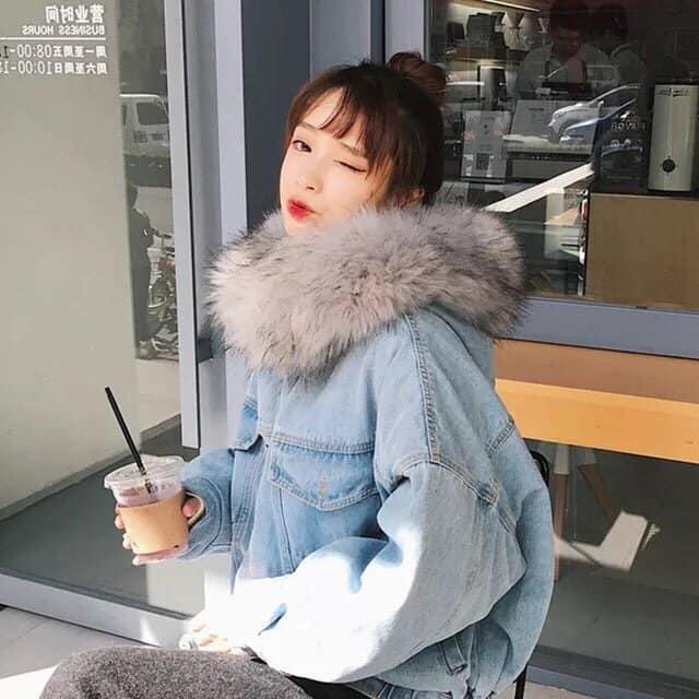 Áo khoác bò nữ lót lông