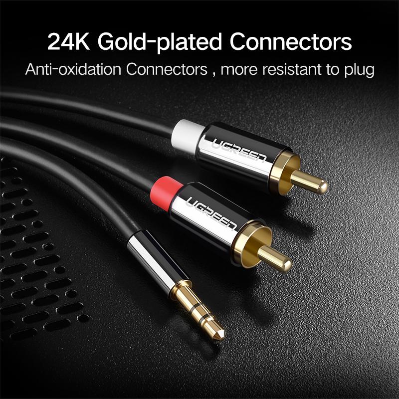 Dây cáp tín hiệu Audio 3.5-RCA UGREEN AV116 dài 1.5 mét (3.5mm to 2RCA / 1.5M)
