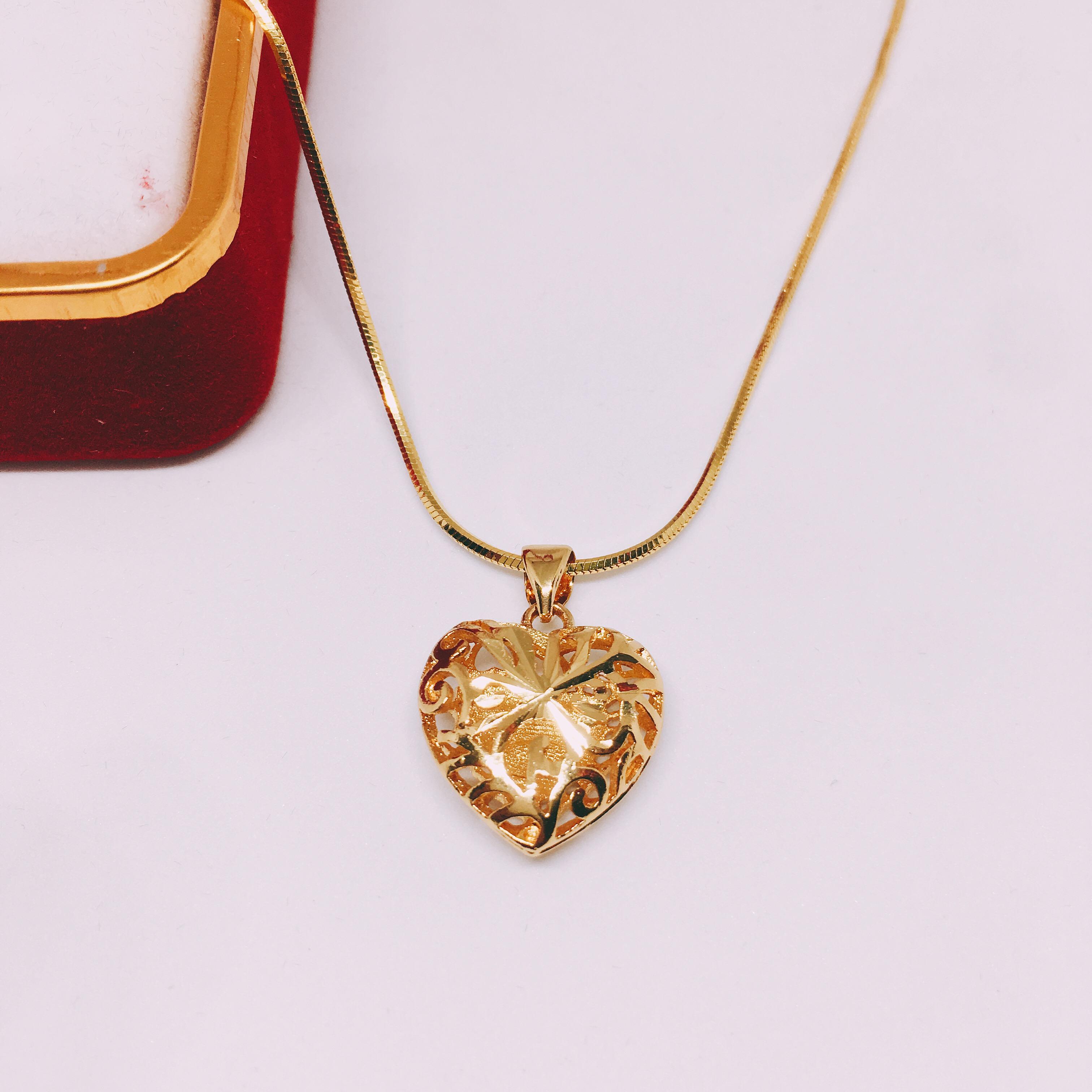 Nữ trang Dây chuyền nữ bạc Thái mạ vàng cao cấp + mặt trái tim