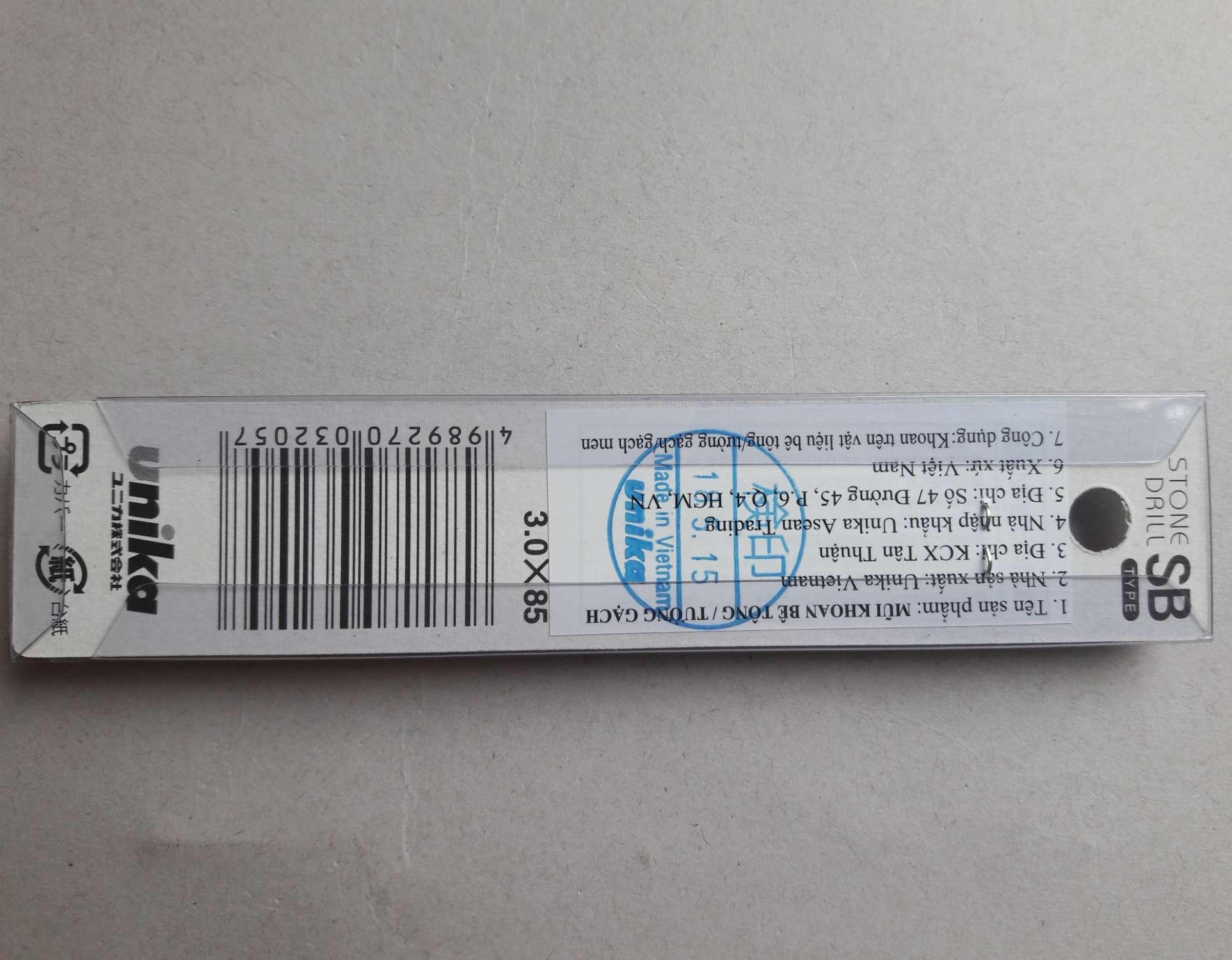 [HCM]Mũi khoan đá hoa cương Unika SB3.0*85