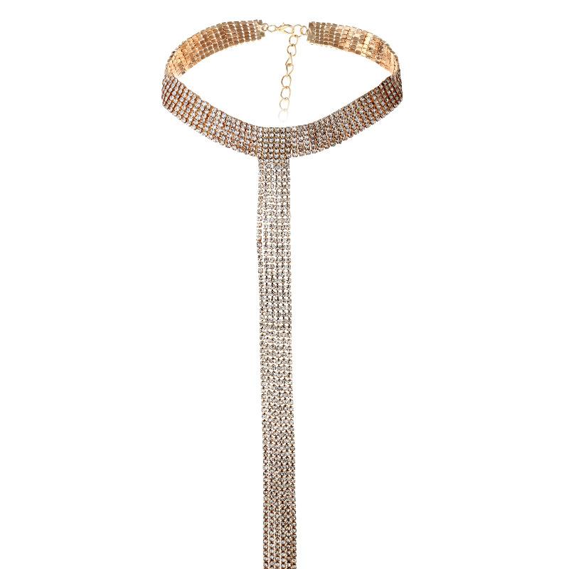 Vòng choker đính đá chùm rua rua đá dài quyến rũ