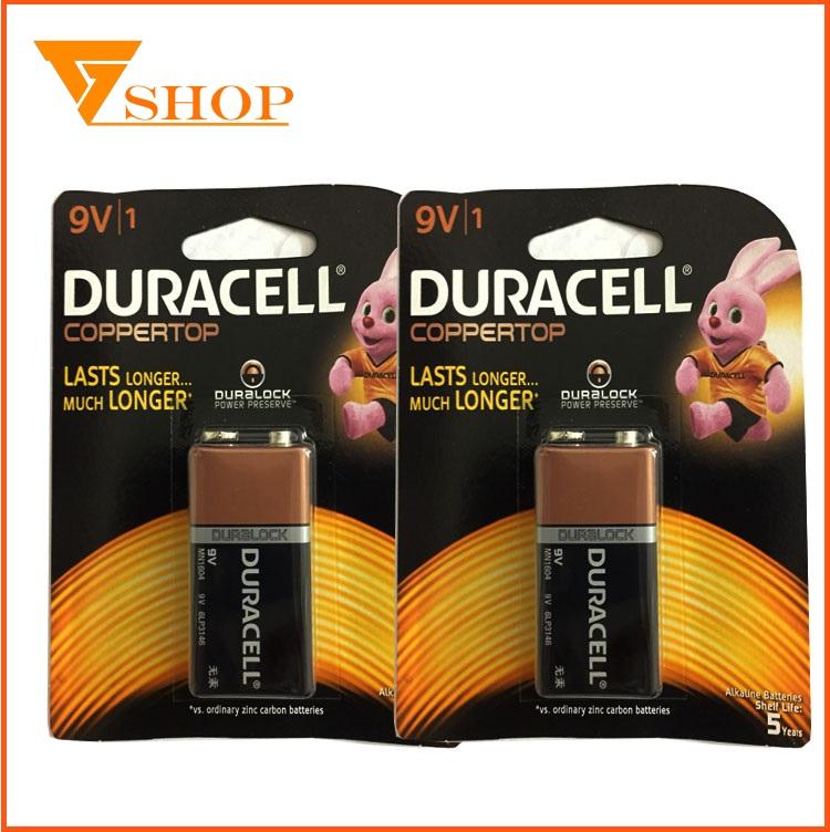 2 vỉ  pin 9V, pin vuông Duracell Alkaline (1 vỉ 1 viên)