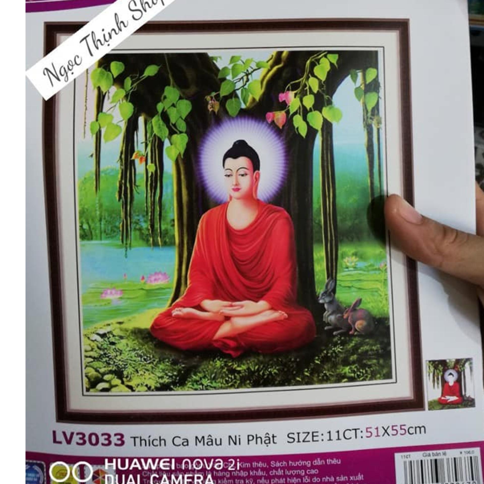 Tranh thêu chữ thâp 5D thích ca mẫu ni phật-LV3033-KÍch thước 51x55cm