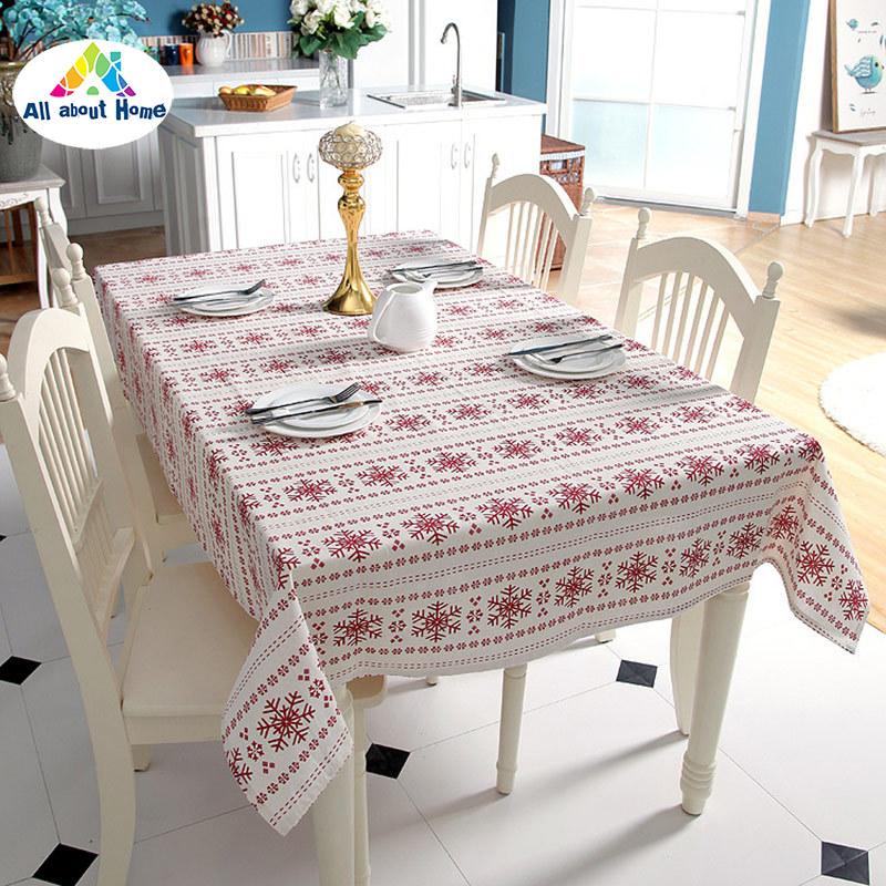 ABH Table Cloth Cover Red Snowflakes Pattern Decoration For Christmas Party Home Banquet