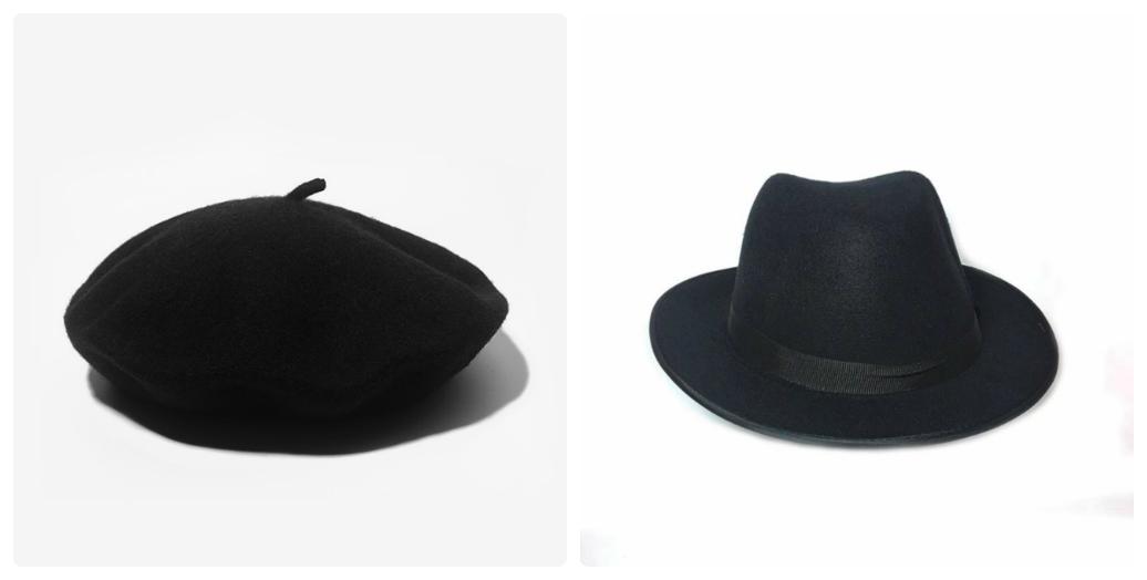 Com bo nón phớt vintage fedora và mũ nồi beret thời trang nam nữ (đen)