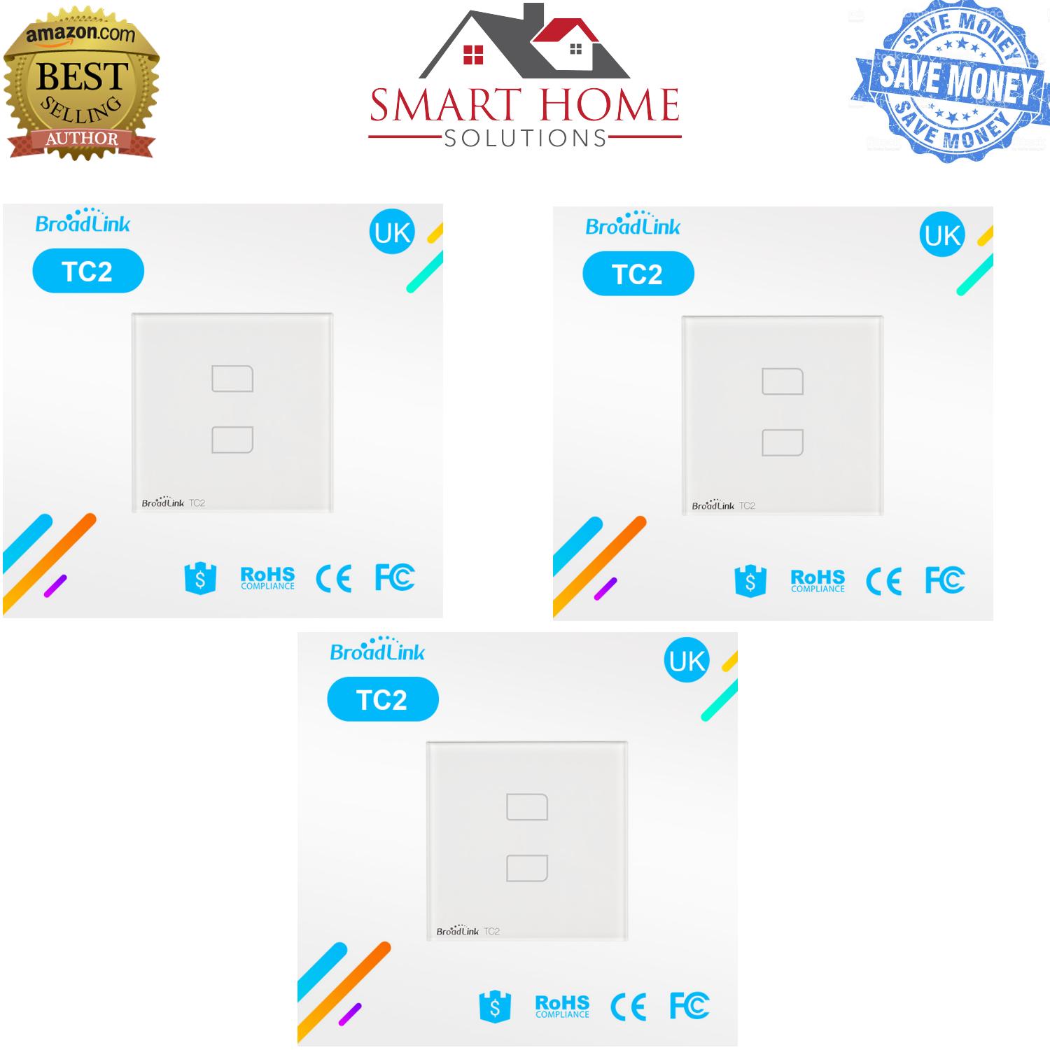 Tiết kiệm 40% - Combo 3 Công tắc cảm ứng điều khiển từ xa Broadlink TC2 UK/EU - Loại 2 phím