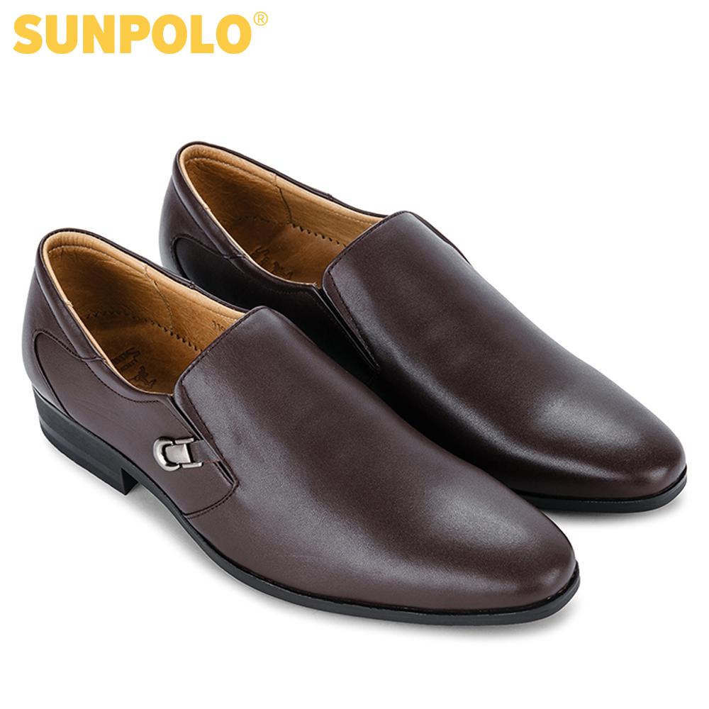 Men leather formal shoes SUNPOLO SUKT119ND (brown, black)