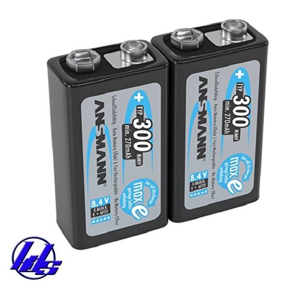 Pin sạc vuông 9V Ansmann MaxE 300mAh - Vỉ 1 viên