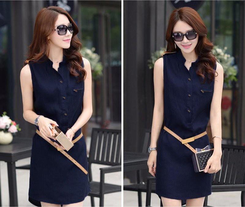 Đầm Jeans Tia Kéo Ngực Cao Cấp D583 ( KHÔNG KÈM NỊT )