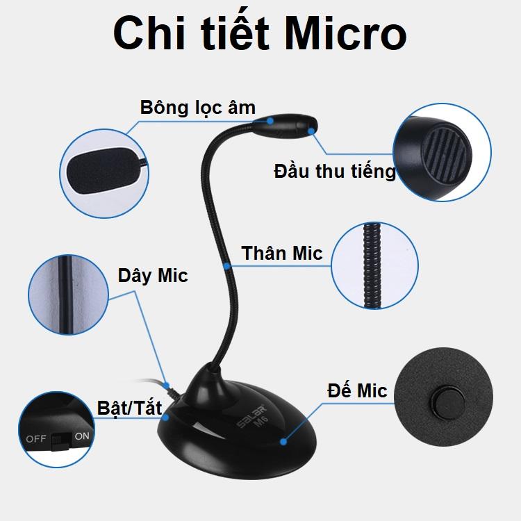 Mic Karaoke máy tính M6 - Micro cho máy tính cổng 3.5mm